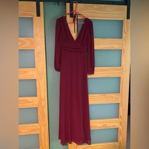 Lulu's Deep Red Long Sleeve Dress